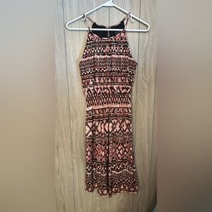 Enfocus Studio Black and Pink Patterned Midi Dress